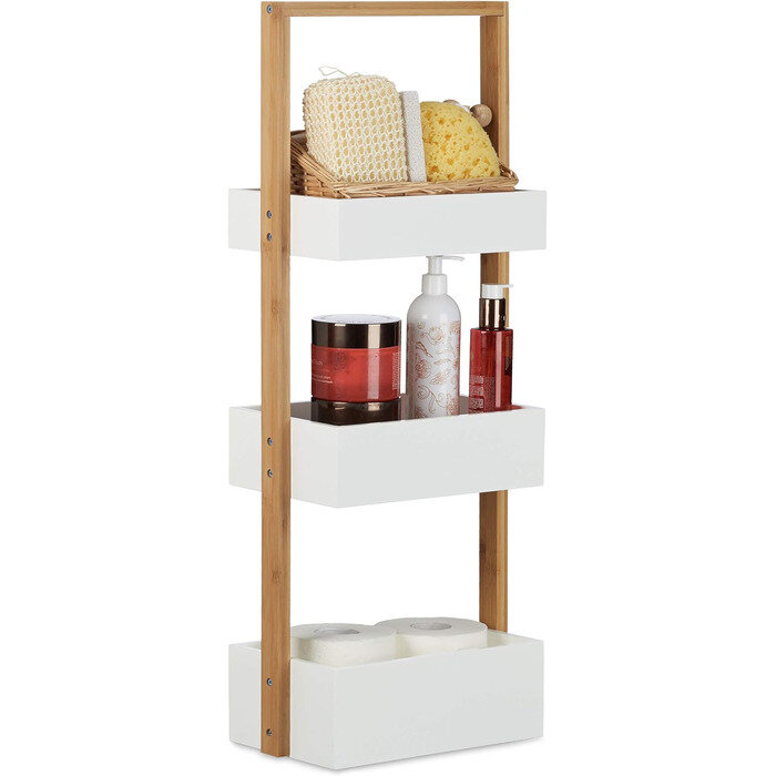 Relaxdays Полка для ванной комнаты с 3 корзинами 76 x 30 x 185 см Relaxdays