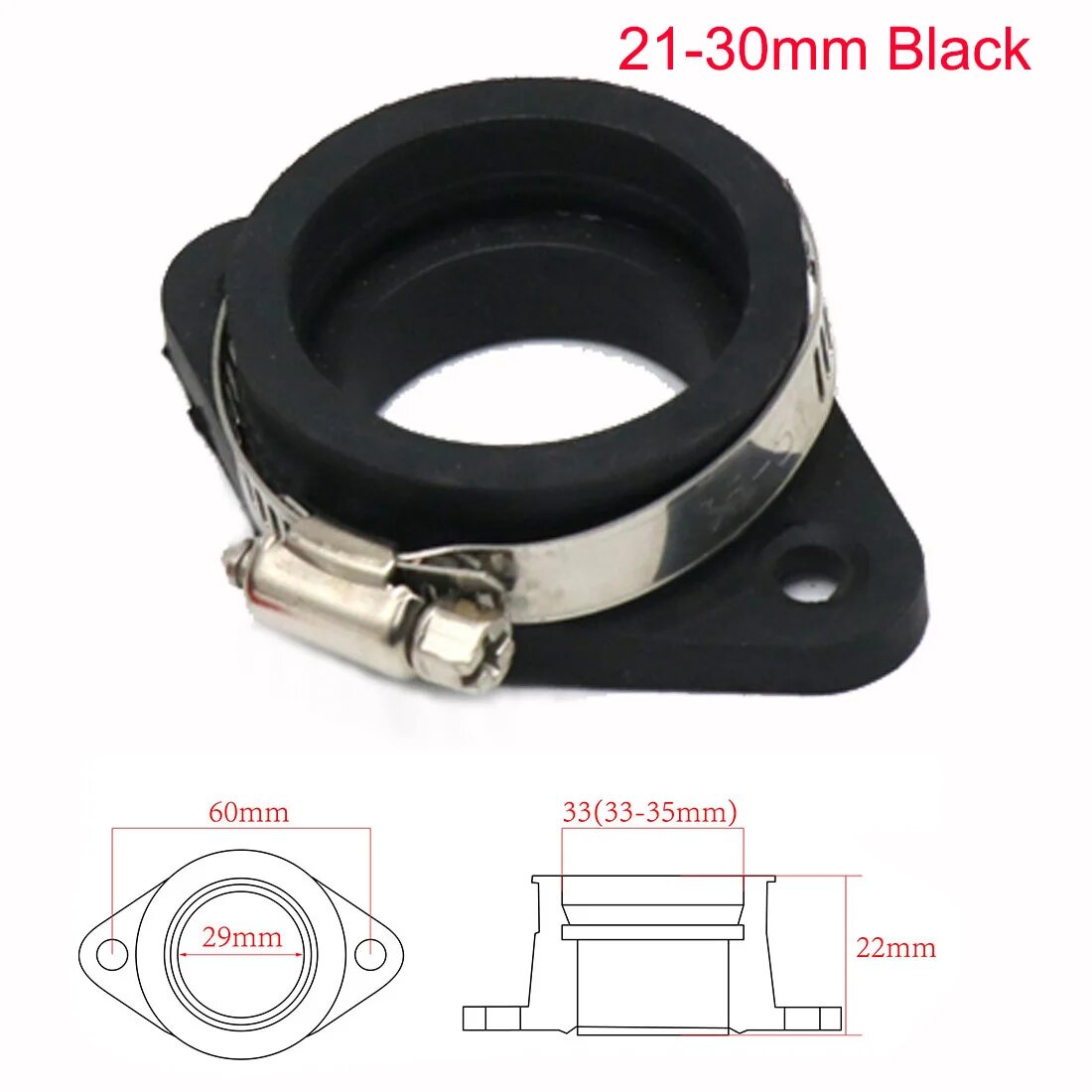 Мотоцикл пит-байк карбюратор адаптер впускная впускная труба резиновая подходит для KEIHIN MIKUNI KOSO PE PWK 21-34 мм воздухозаборник Черный 21-30mm Black