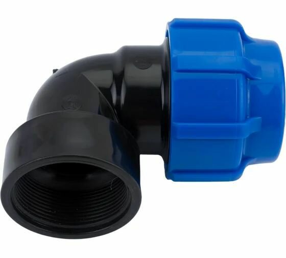 Отвод ТПК-Аква, синий, черный, с внутренней резьбой, 50мм, 2", max давление 16 Бар — фото 1