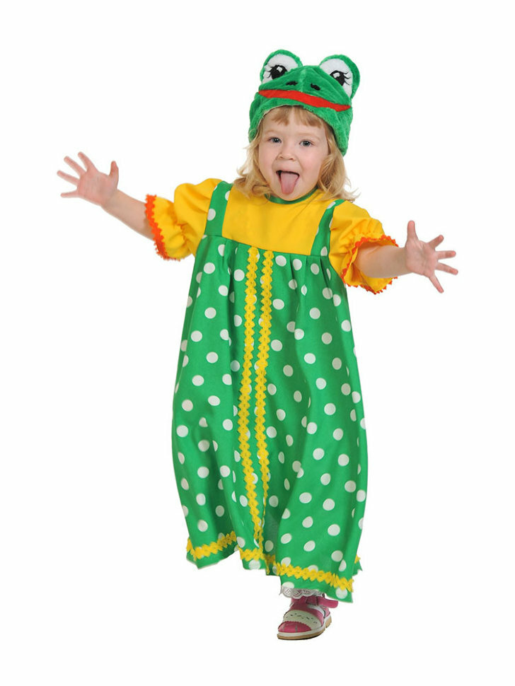 Костюм карнавалофф "Лягушка квакушка" 8007, зеленый, размер 110-116, для девочек