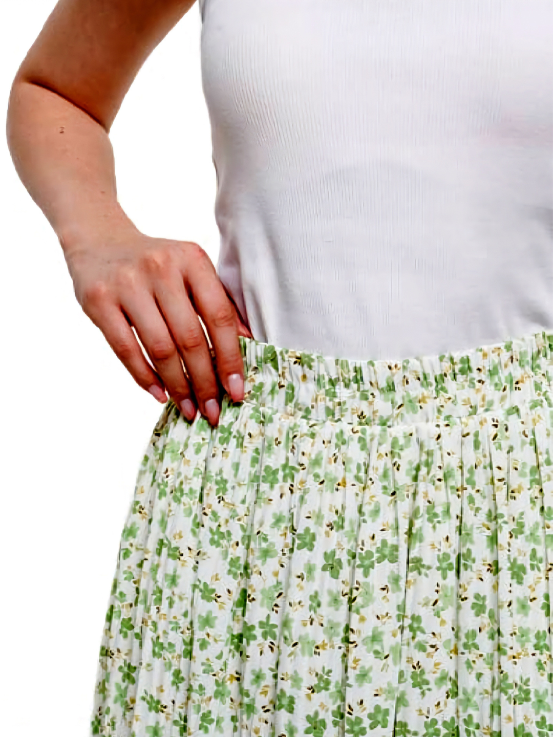 Юбка 42-48, размер стандарт, зеленый/белый — фото 1