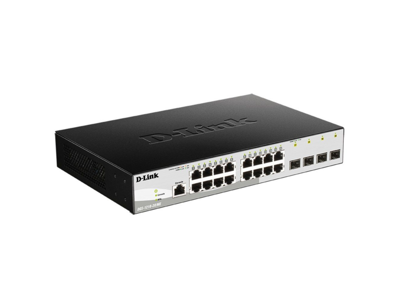 Коммутатор коммутатор/ DGS-1210-20/ME/B Managed L2 Metro Ethernet Switch 16x1000Base-T, 4x1000Base-X SFP, Surge 6KV, CLI, RJ45 Console, RPS, Dying Gasp