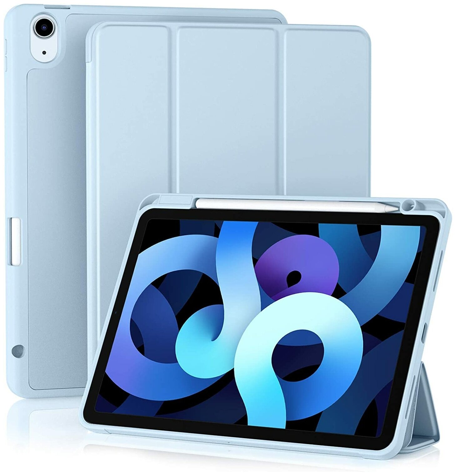 Чехол для планшета Apple iPad Air 4 (2020) / iPad Air 5 (2022) с местом для стилуса, голубой