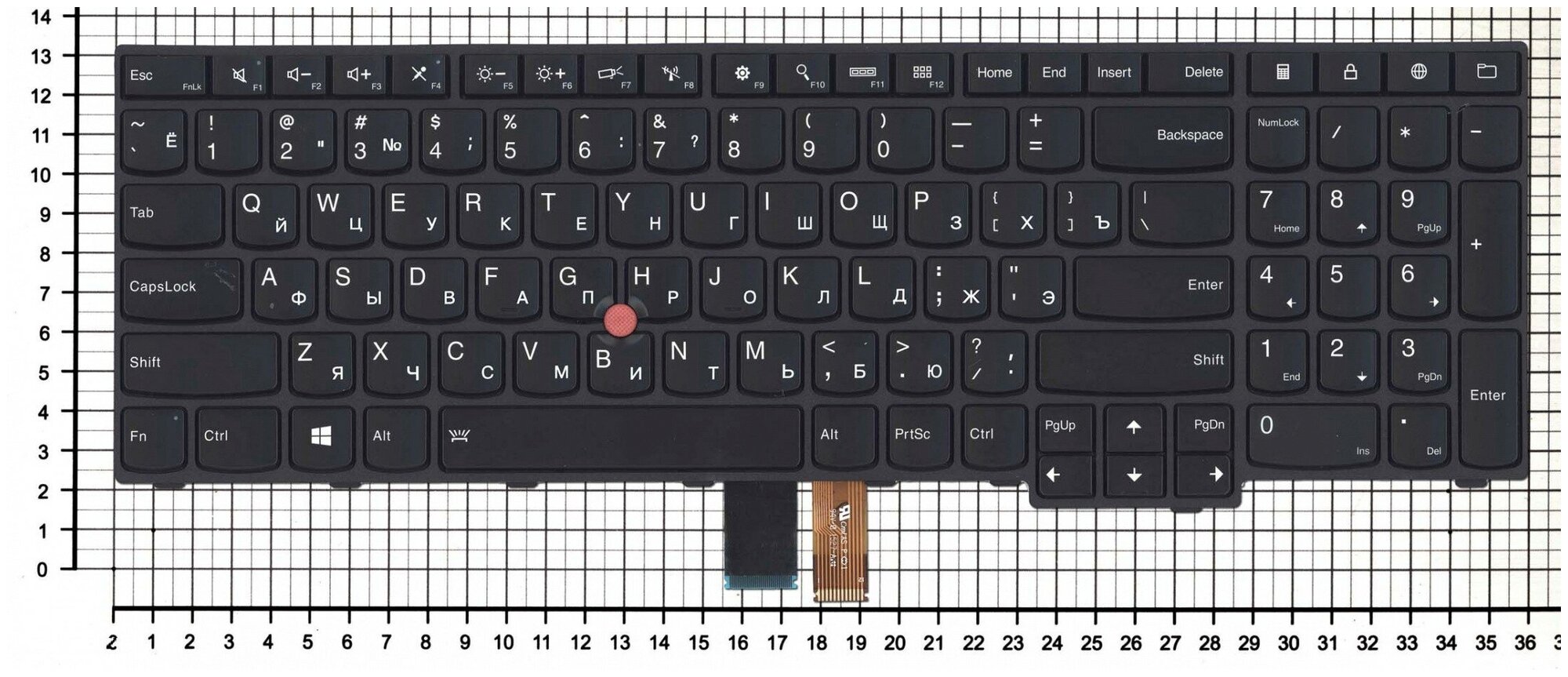 Клавиатура для ноутбука Lenovo ThinkPad Edge E560 черная с черной рамкой подсветкой и TrackPoint