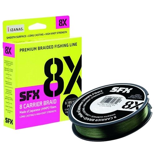 Плетеный шнур Sufix SFX 8X d=0.235 мм, 135 м, 20 кг, Lo-Vis Green, 1 шт.