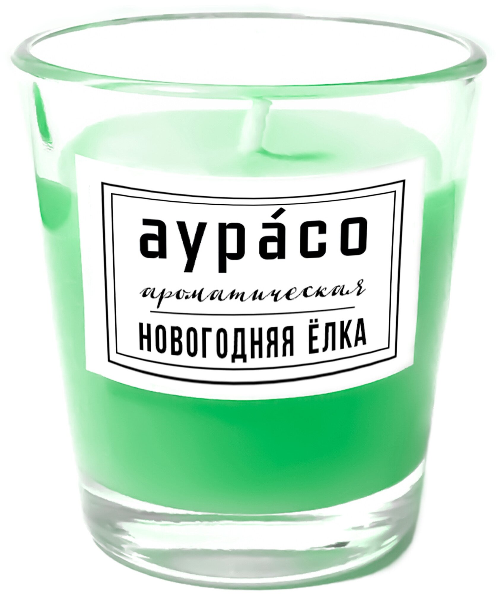 'Новогодняя ёлка' - ароматическая свеча Аурасо из 100 % соевого воска 5x4 см 100 гр зелёная 1 шт.