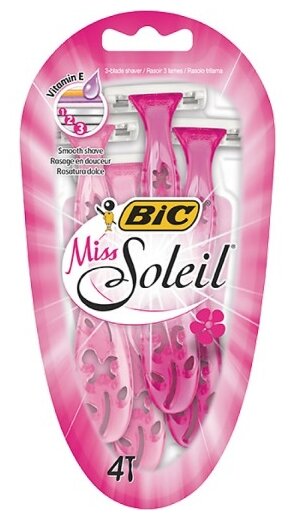 Станок для бритья Bic, Miss Soleil Color, для женщин, 4 шт, одноразовые, 931539