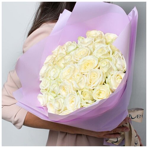 Цветы живые букет из белых роз 35 шт. 40 см.| Лэтуаль Flowers