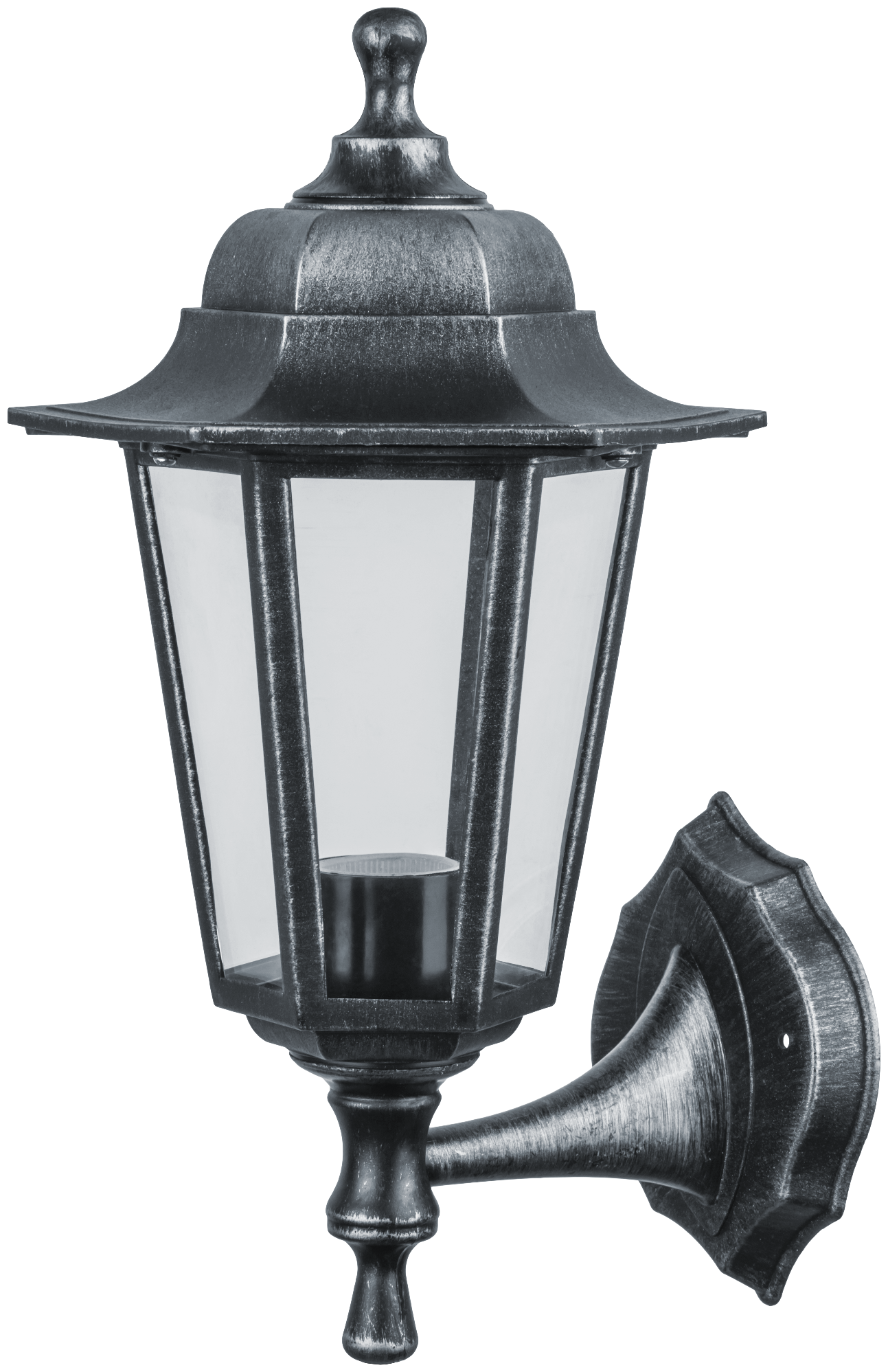 Светильник уличный настенный Navigator 80 496, 6 граней, черный под серебро, цоколь E27, IP44