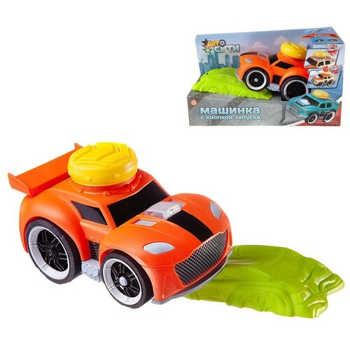 Машинка ABtoys АвтоСити, свет и звук, оранжевая (C-00415) abtoys абтойс машинка abtoys автосити с кнопкой запуска и блоком препятствием на батарейках синяя