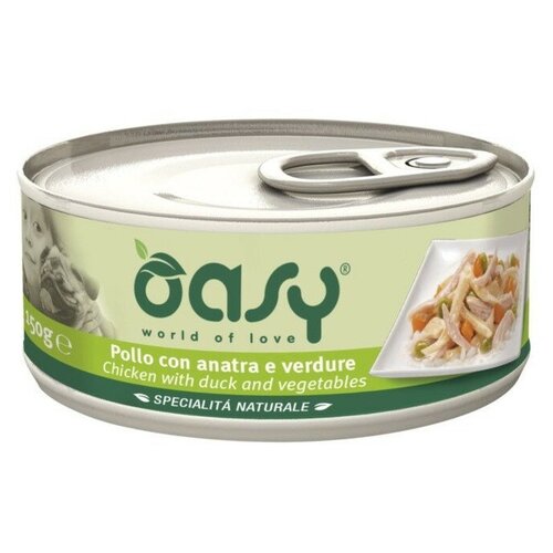 Oasy Wet dog Specialita Naturali Chicken Duck Vegetables дополнительное питание для взрослых собак с курицей, уткой и овощами в консервах - 150 г