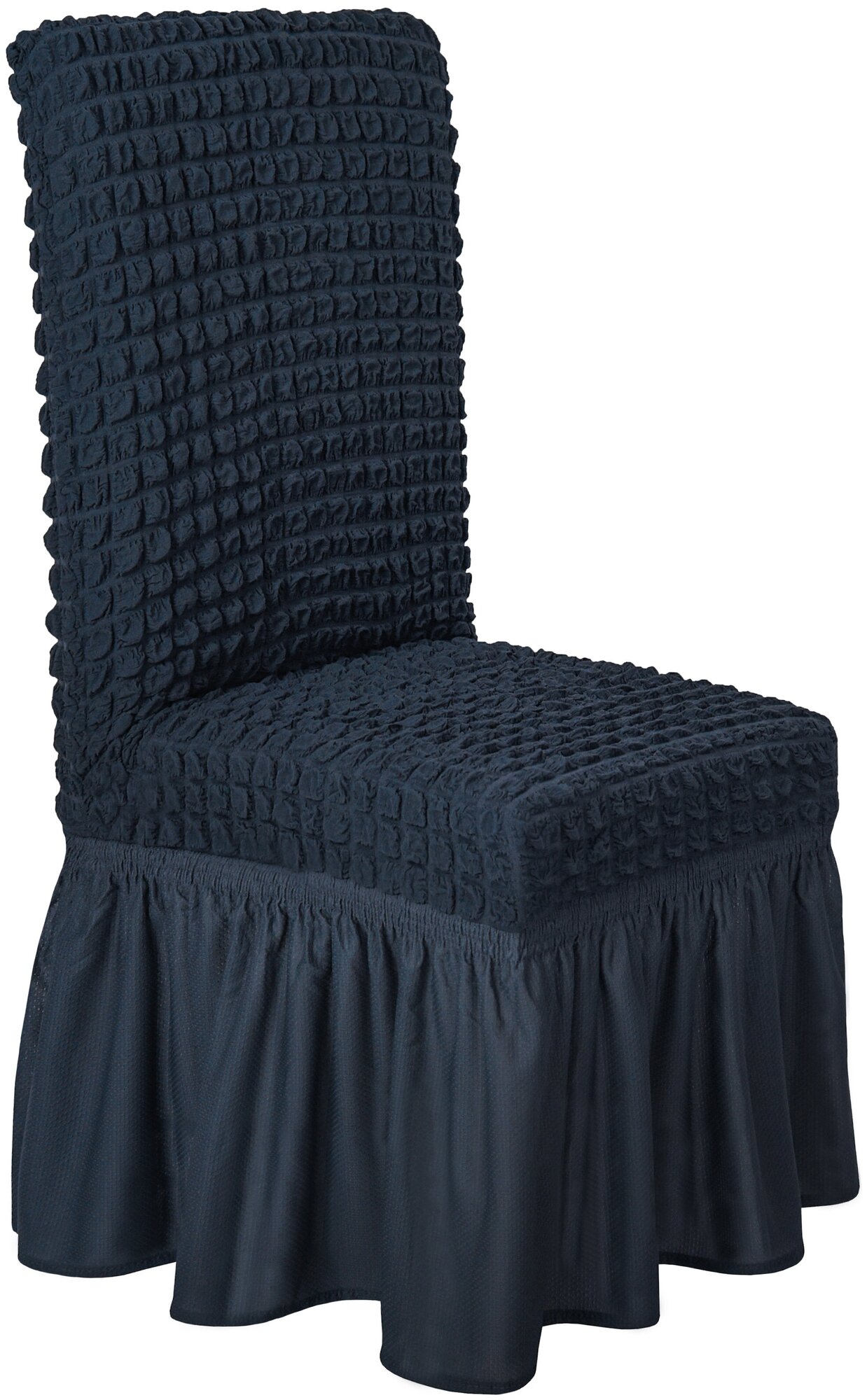 Чехол Venera на стул со спинкой и оборкой универсальный однотонный, цвет Антрацит
