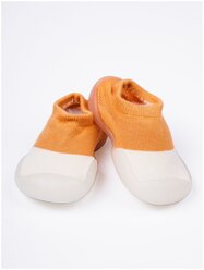 Ботиночки- носочки детские Amarobaby First Step Pure оранжевые, с дышащей подошвой, размер 22
