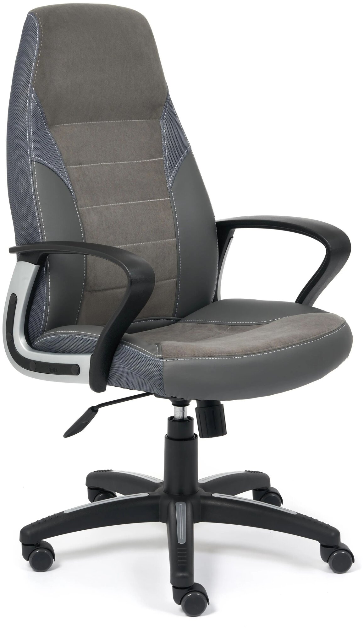 Компьютерное кресло TetChair Интер офисное, обивка: искусственная кожа/текстиль, цвет: серый/металлик - фотография № 1