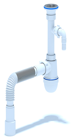 Сифон для умывальника АНИ 1 1/4' x 40 с отводом для стиральной машины и гибкой трубой 40х40/50 | код C1315 | АНИ пласт (8шт. в упак.)