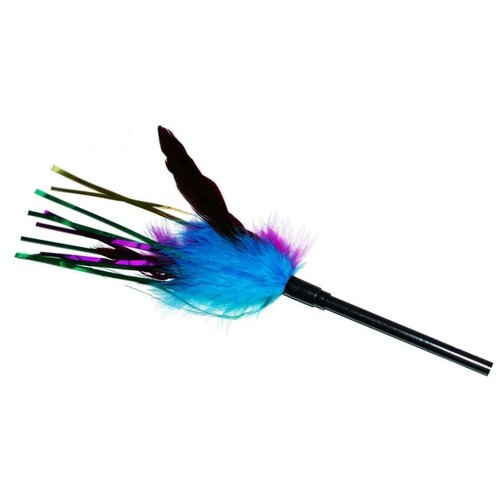 Уют Игрушка для кошек Уют Дразнилка фиолетово-синие перья, 40 см, 22 гр, 5 шт.