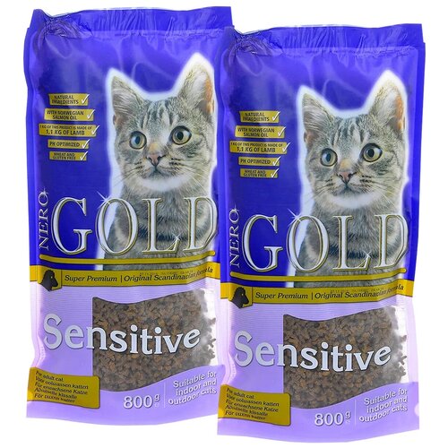 NERO GOLD CAT ADULT SENSITIVE для взрослых кошек при аллергии с ягненком (0,8 + 0,8 кг)