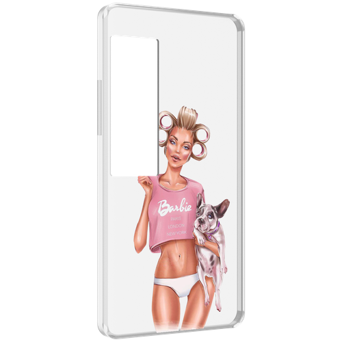 Чехол MyPads Барби-с-собачкой женский для Meizu Pro 7 Plus задняя-панель-накладка-бампер