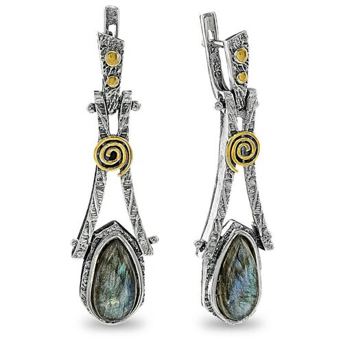 Серьги из серебра SADAF 925 пробы с Лабрадором (лабрадорит) О-1373ла