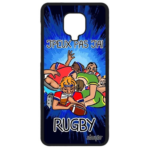 фото Ударопрочный чехол на смартфон // xiaomi redmi note 9s // "не могу - у меня регби!" юмор повод, utaupia, синий