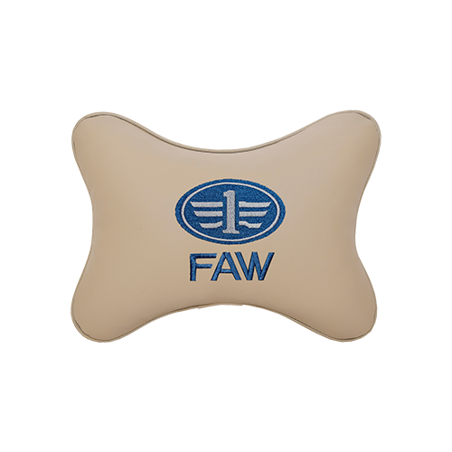 фото Подушка на подголовник экокожа beige с логотипом автомобиля faw vital technologies