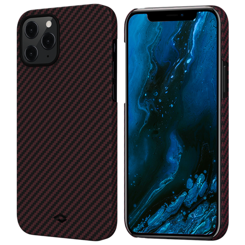 фото Чехол pitaka magez case для iphone 12 pro бордовый карбон - twill (ki1203p)