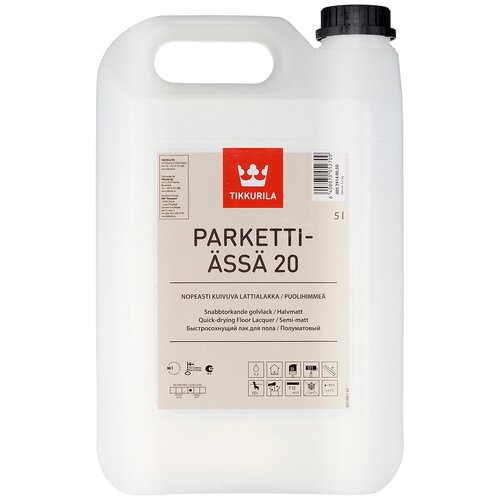 Лак паркетный Tikkurila Parketti-Assa 20 бесцветный 10 л полуматовый