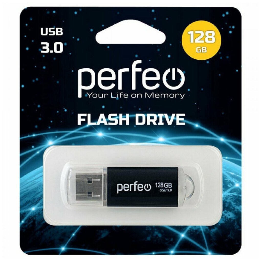 USB флешка Perfeo USB 3.0 128GB C14 Black metal series