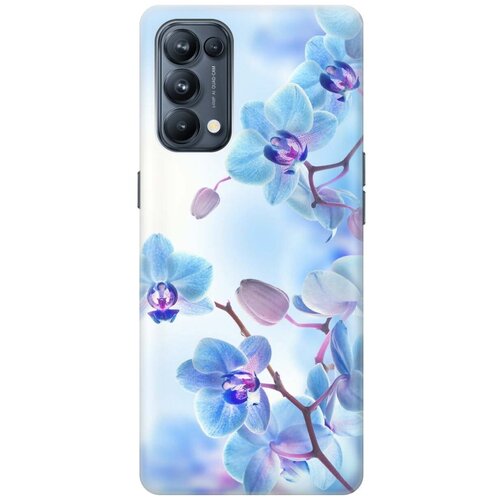 фото Ультратонкий силиконовый чехол-накладка для oppo reno5 с принтом "голубые орхидеи" gosso