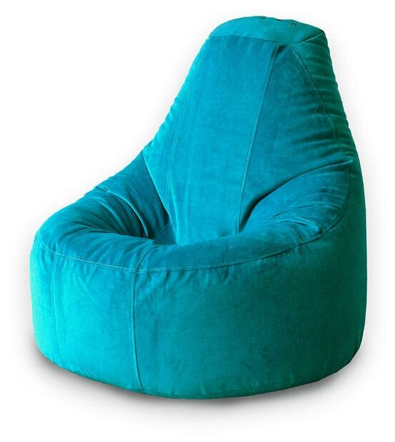 MyPuff кресло-пуф Люкс, размер XXХХL-Комфорт, мебельный велюр, бирюза - фотография № 1