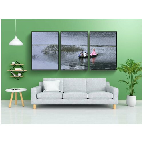 фото Набор модулных постеров для интерьера "невеста, жених, озеро" 60x90 см. в тубусе, без рамки lotsprints