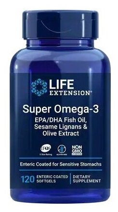 Капсулы Life Extension Super Omega-3 EPA/DHA with Sesame Lignans & Olive Extract, 150 г, 120 шт.