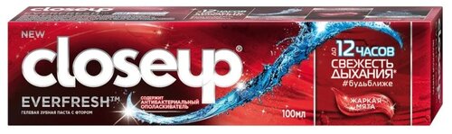 Зубная паста CloseUp Everfresh жаркая мята, 100 мл, 132 г, красный