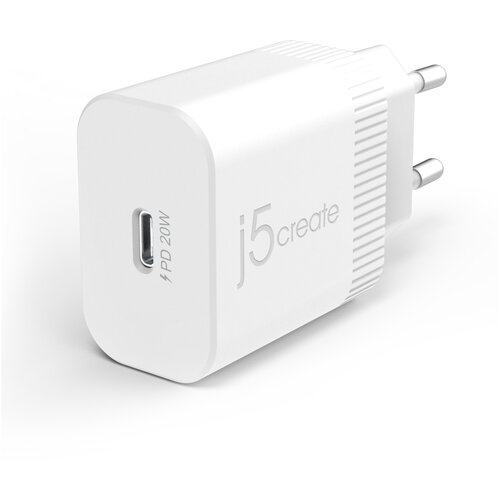 Сетевое зарядное устройство j5create USB-C Wall Charger 20W, USB Type-C, Белый JUP1420 зарядное устройство vention 2 port usb a c wall charger 18w 20w eu plug white fbbw0 eu