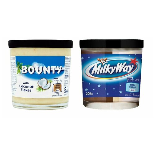 фото Набор шоколадных паст bounty + milkyway (2 шт. по 200 г.) mars