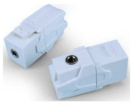 фото Вставка формата Keystone Jack с проходным адаптером TRS 3.5 мм Hyperline KJ1-TRS-D3.5G-WH