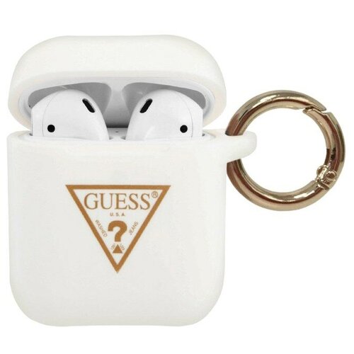 фото Guess чехол guess silicone case triangle logo с кольцом для airpods, белый