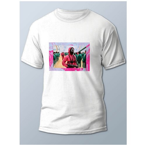 фото Футболка мужская белая сериалы игра в кальмара (игра в кальмара, squid game) - 21714 brut-shop