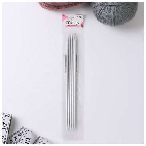 Спицы для вязания, чулочные, с тефлоновым покрытием, d = 4 мм, 20 см, 5 шт (1шт)