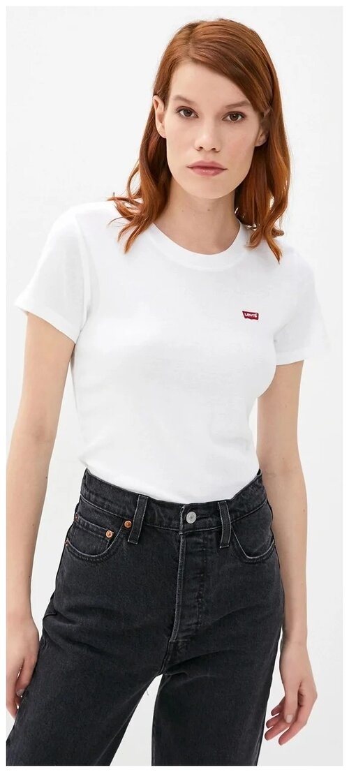 Футболка Levis Ribbed baby tee, размер XS, белый