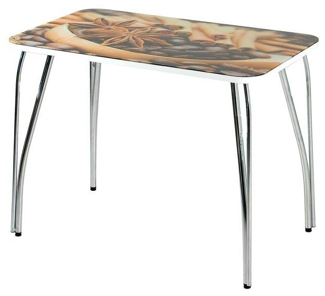 фото Стол прямоугольный с фп Кофе-4 1000х600х757 столешница стеклянная/Чайка хром 4063830