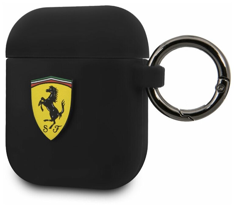 Чехол Ferrari для Airpods Silicone case with ring Black