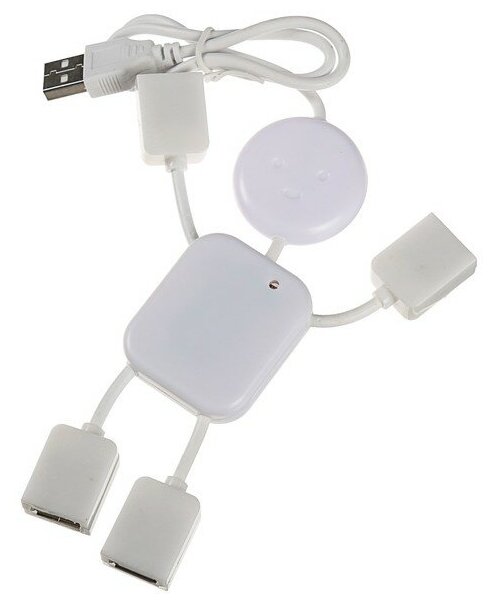 USB-разветвитель (HUB) LuazON SSV-011, 4 порта, USB 2.0, кабель 0.4 м, белый