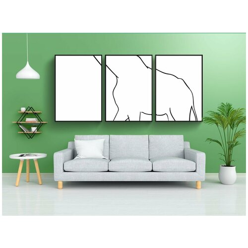 фото Набор модулных постеров для интерьера "жирафа, животное, силуэт" 60x90 см. в тубусе, без рамки lotsprints