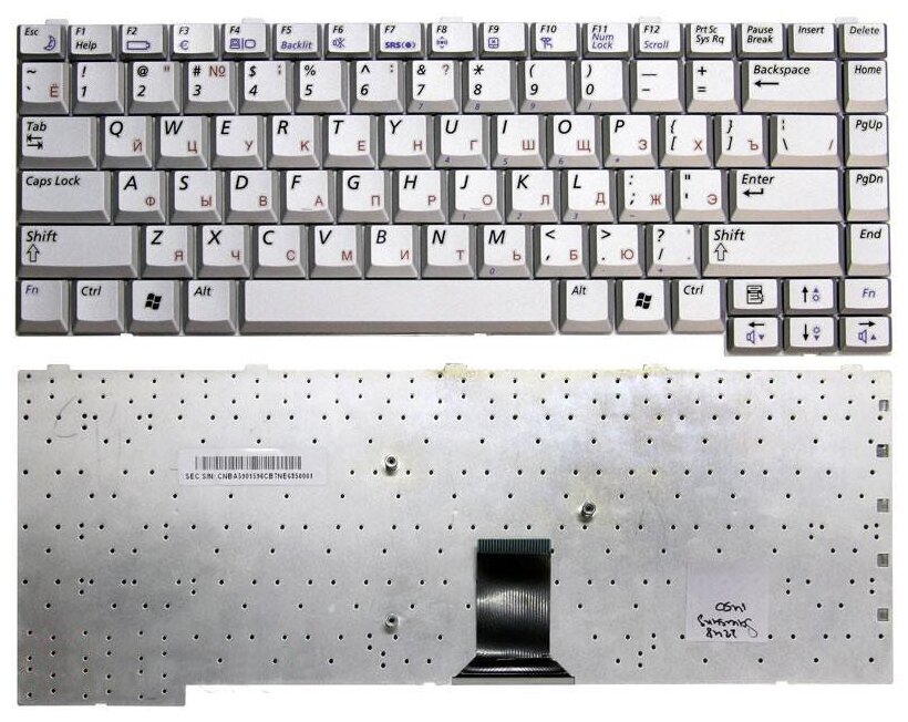 Клавиатура для ноутбука Samsumg CNBA5901596DB7NE серебристая 1020₽