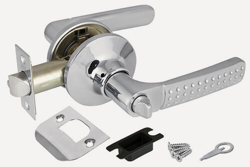 Изображение товара Ручка с защелкой межкомнатная, на круглой розетке 6026 CP-B (фиксатор) хром