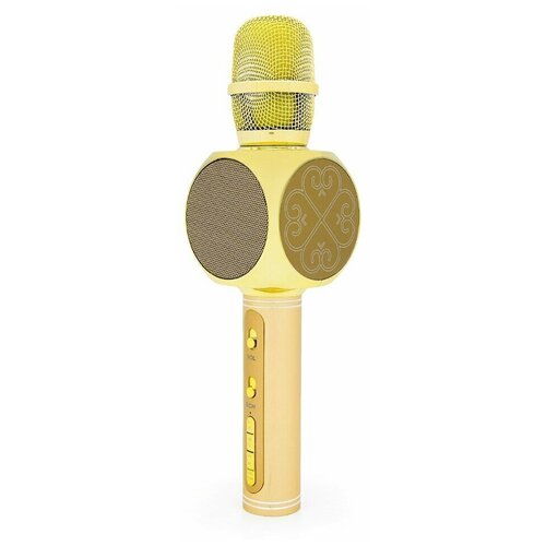 Микрофон-караоке / Микрофон для живого вокала Su Yoso караоке / Караоке беспроводной YS-63 / Детский микрофон для детей колонка, беспроводной, золотой