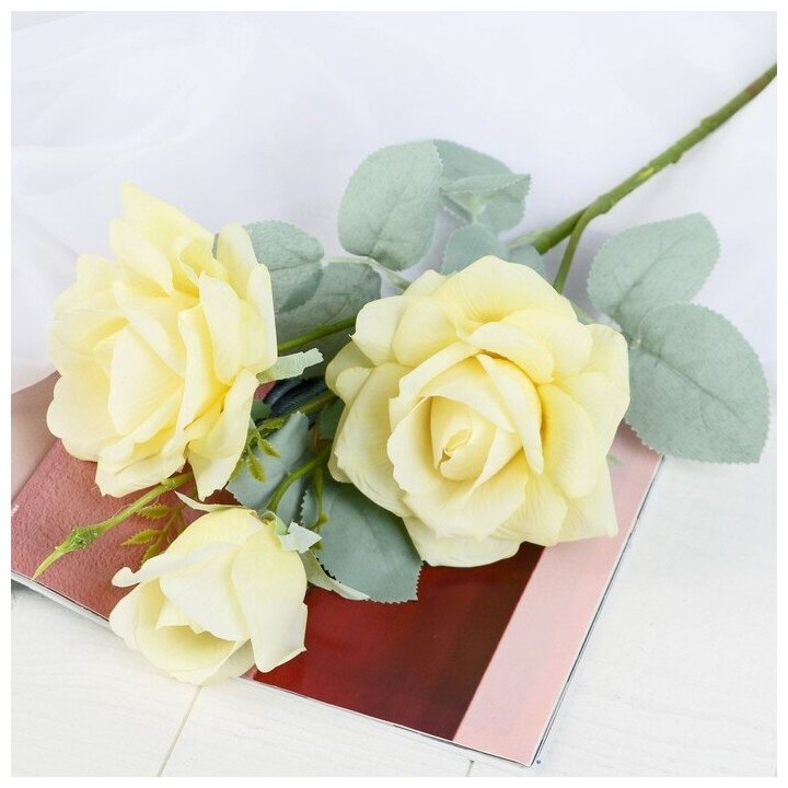 Poetry in flowers Цветы искусственные "Роза Терция" 12х60 см, жёлтый