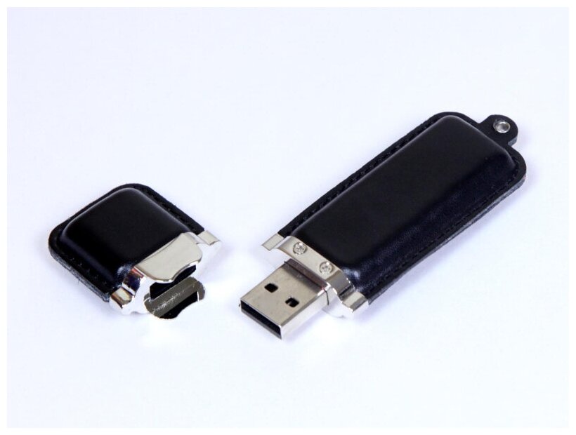 Кожаная флешка классической прямоугольной формы (64 Гб / GB USB 2.0 Черный/Black 215 Оригинальная флешка необычный подарок для учителя)