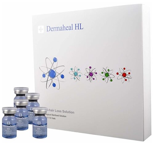 Dermaheal HL Сывототка для волос Корейская косметика женская и мужская против выпадения волос Мезотерапия, 300 г, 5 мл, 10 шт., ампулы